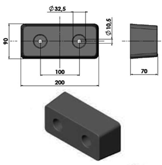 GUMMIBUFFERT 197 X 87 X 65